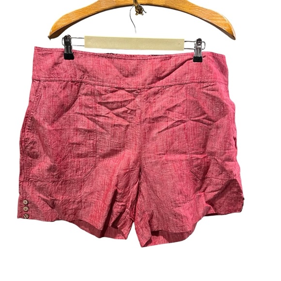 SOFT SURROUNDINGS ~ Red Cotton Linen Blend Shorts with Buttons on Sides 1X - Picture 1 of 11